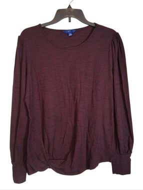 APT 9 Ribbed Knit Burgundy Long Sleeve Top - Size XL